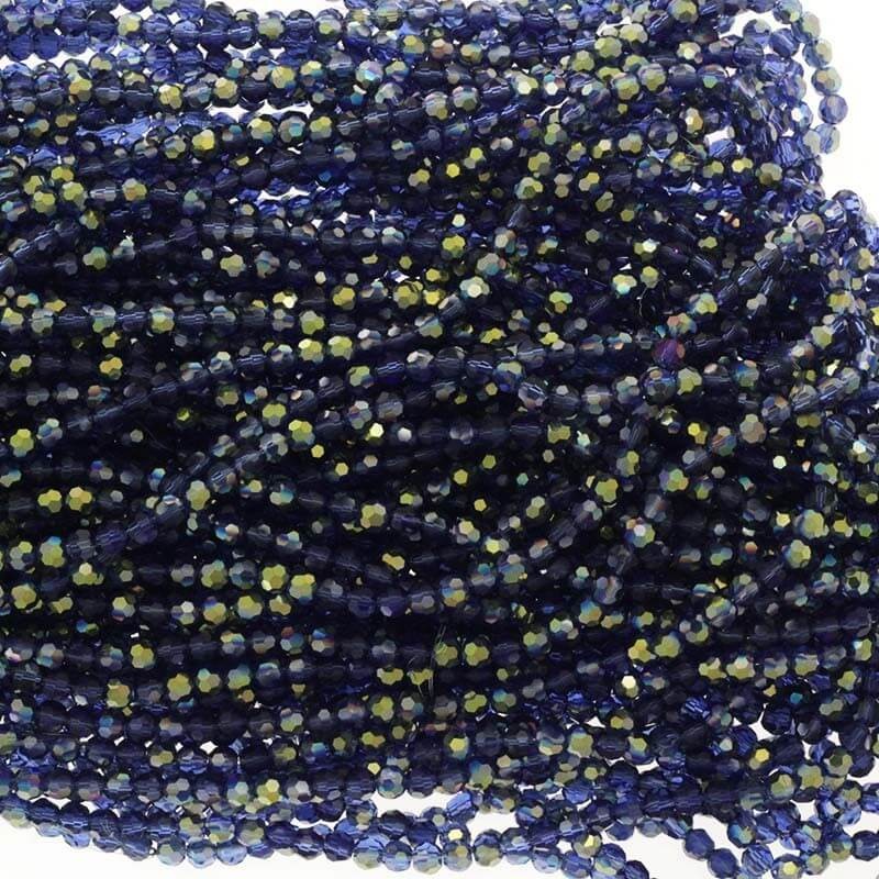 Crystal beads 4mm navy blue with gold 96pcs SZKRKU04044