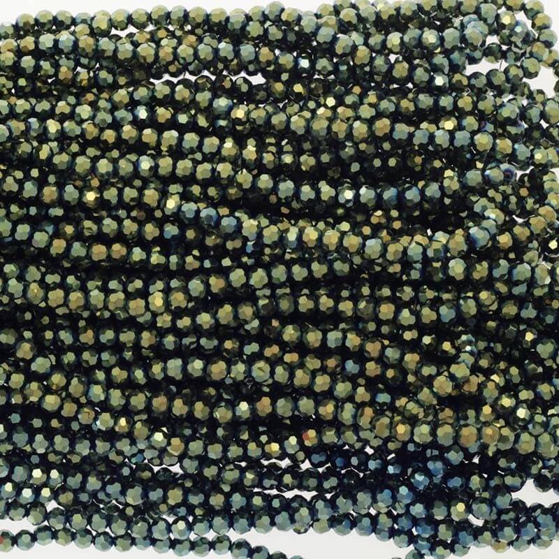 Koraliki kryształki kulki 4mm złota zieleń 96szt  SZKRKU04052