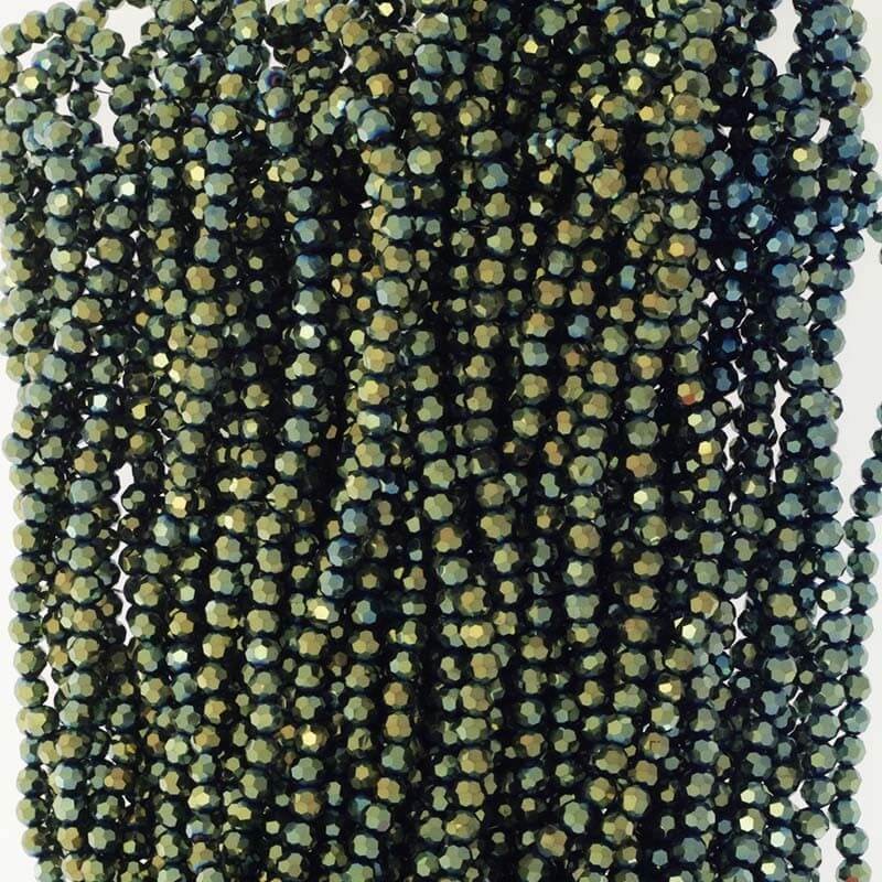 Koraliki kryształki kulki 4mm złota zieleń 96szt  SZKRKU04052
