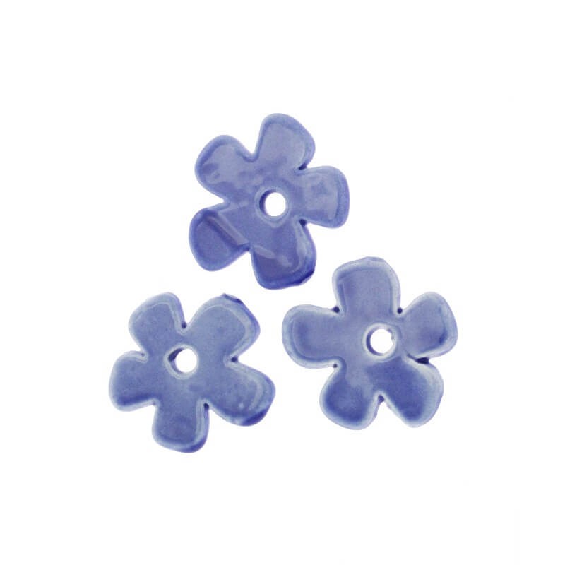 Ceramic flowers 36mm blue 1pc CKW36N18