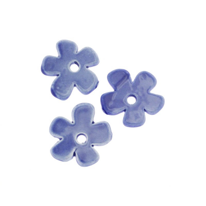 Ceramic flowers 36mm blue 1pc CKW36N18