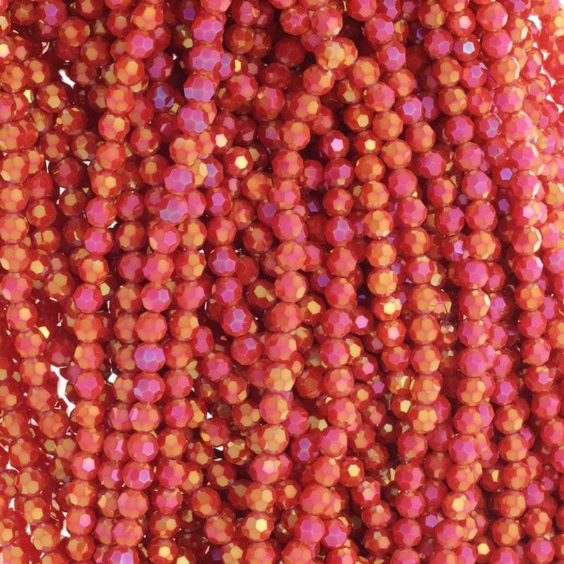 Crystal beads 6mm red with gold 100pcs SZKRKU06121
