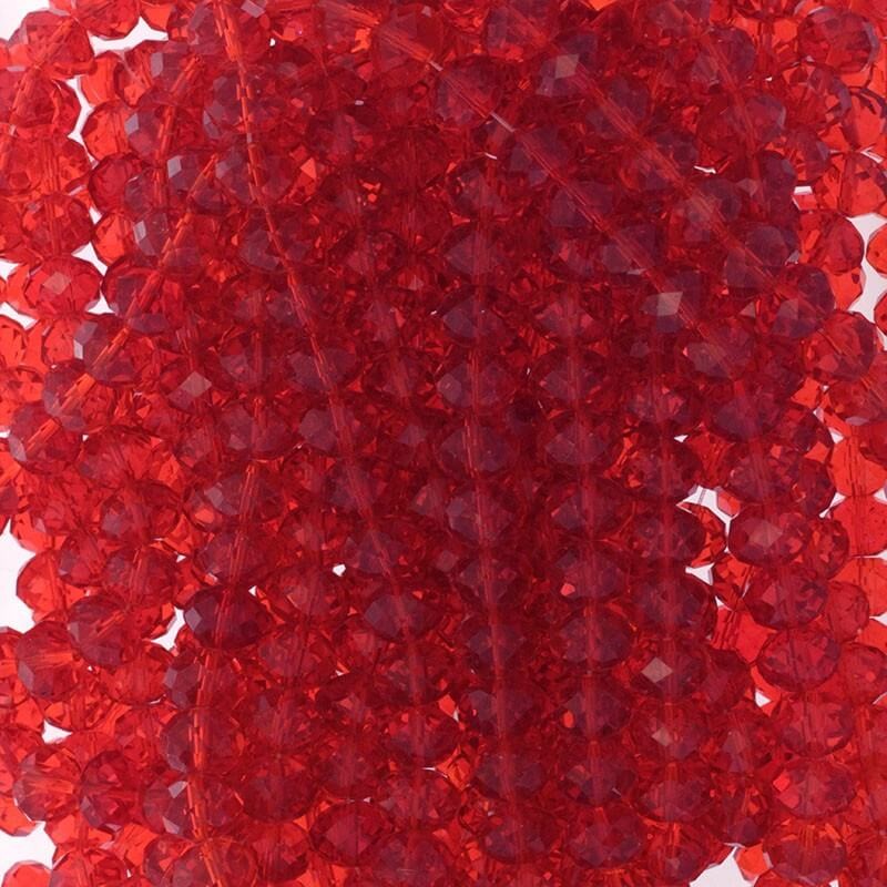 Crystal beads / rings / red / 12x9mm 73pcs SZKROP12020