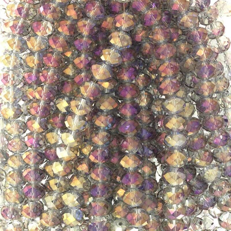 Beads / beads, crystals / gray / purple chameleon / 12x9mm 73pcs SZKROP12029