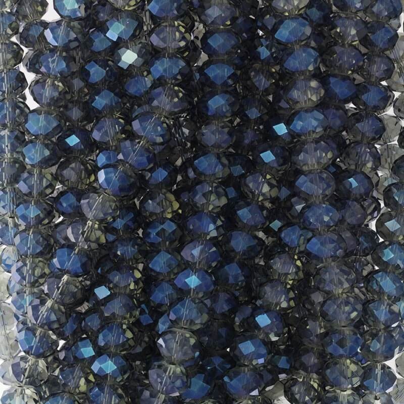 Beads / beads, crystals / gray / navy chameleon / 12x9mm 73pcs SZKROP12036