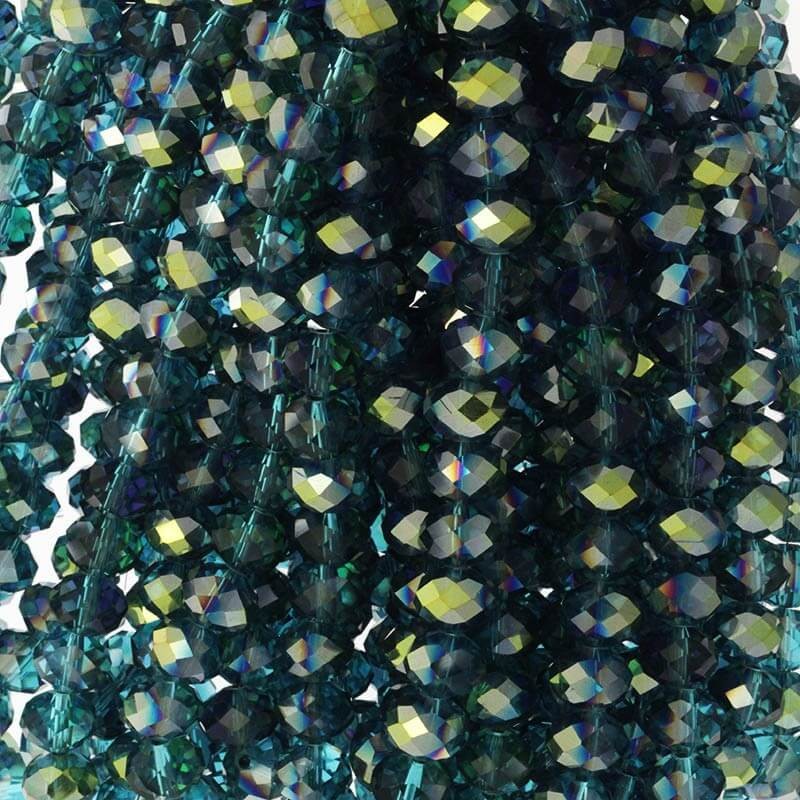 Beads / beads, crystals / gray / turquoise with gold / 12x9mm 73pcs SZKROP12042
