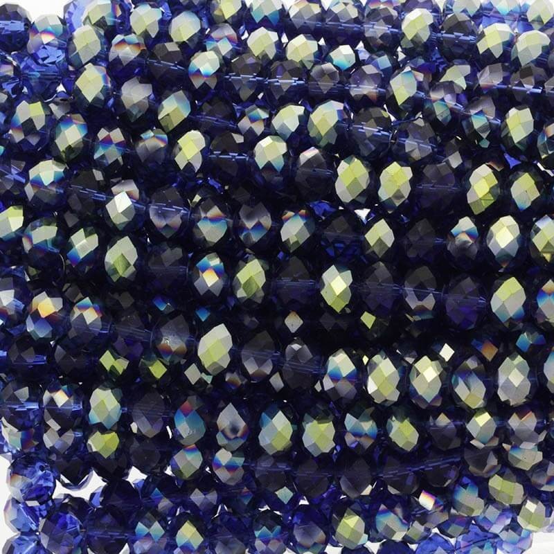 Beads / beads, crystals / cobalt AB / 12x9mm 73pcs SZKROP12044