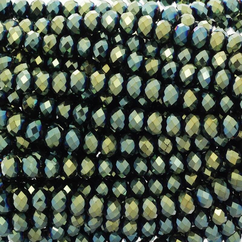 Beads / beads, crystals / gold green / 12x9mm 73pcs SZKROP12052
