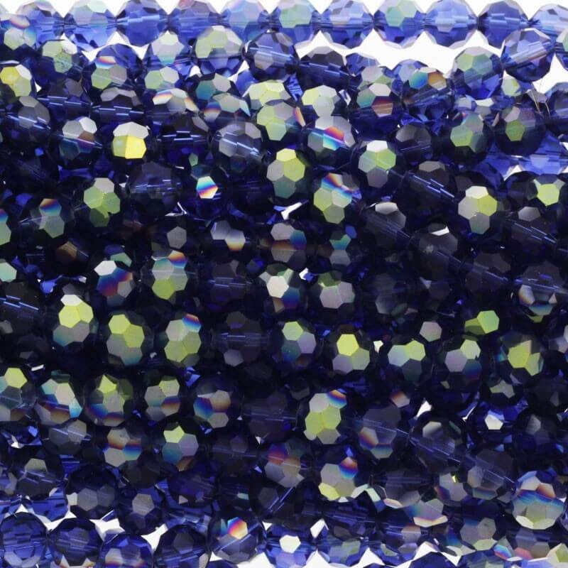 Koraliki kryształki kulki 10mm kobaltowy ab 70szt SZKRKU10044