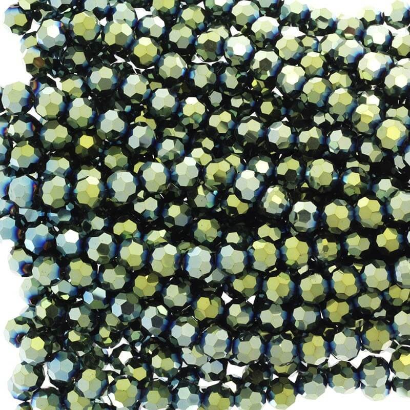 Koraliki kryształki kulki 10mm złota zieleń 70szt SZKRKU10052