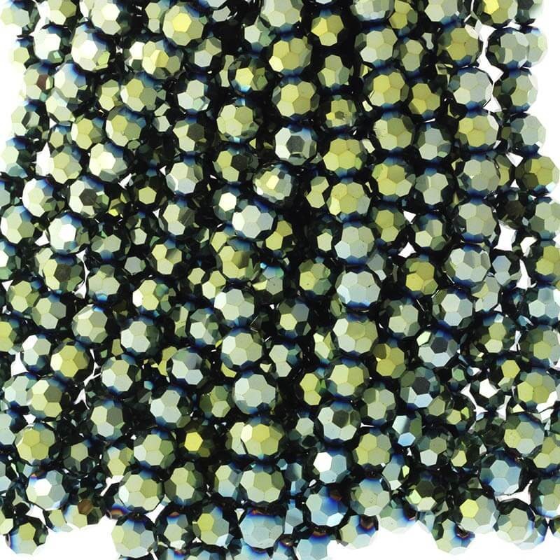 Koraliki kryształki kulki 10mm złota zieleń 70szt SZKRKU10052