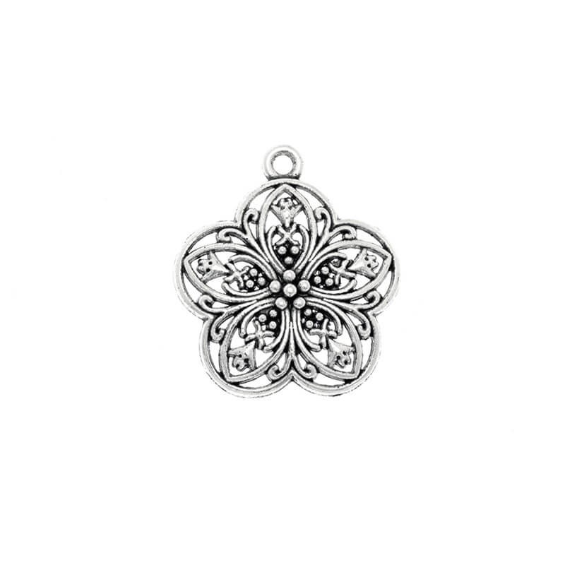 Filigree flower pendants antique silver 29x25x3mm 1pc AAT172