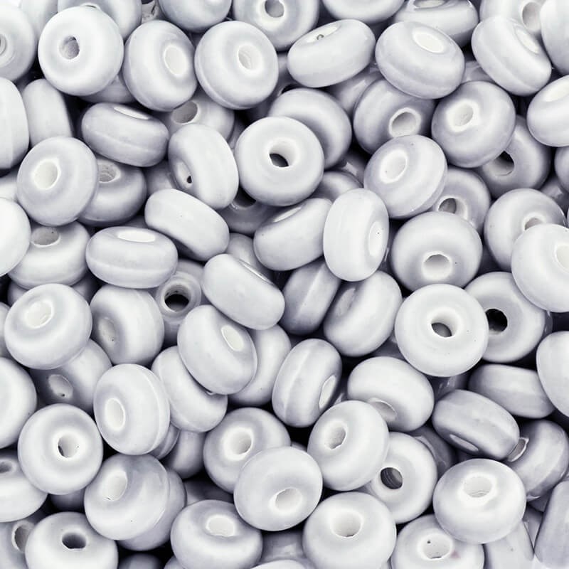 Ceramic beads / rings 9mm light gray 2pcs COP11SS