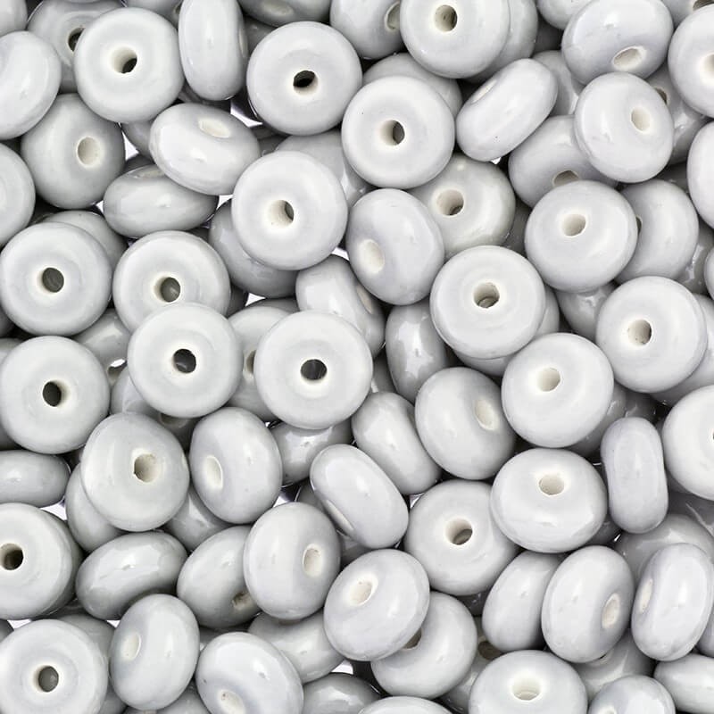 Ceramic beads / rings 10mm light gray 2pcs COP11S01DA