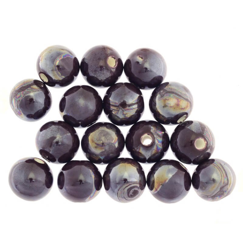 Beads / Ceramic balls 18mm dark violet 1pc CKUD18F15