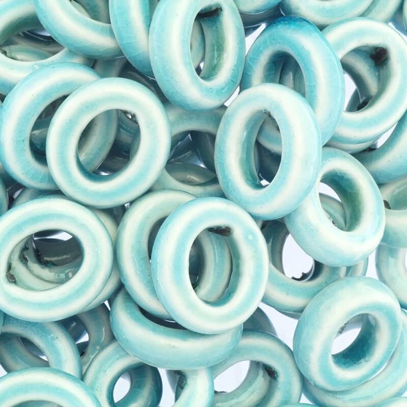Beads for bracelets, azure ceramic 18x15x8mm, 1 piece CIN19