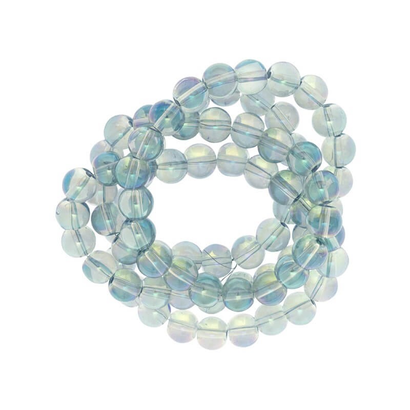 Rainbow beads, 10mm, azure AB, 82pcs. SZRB1004