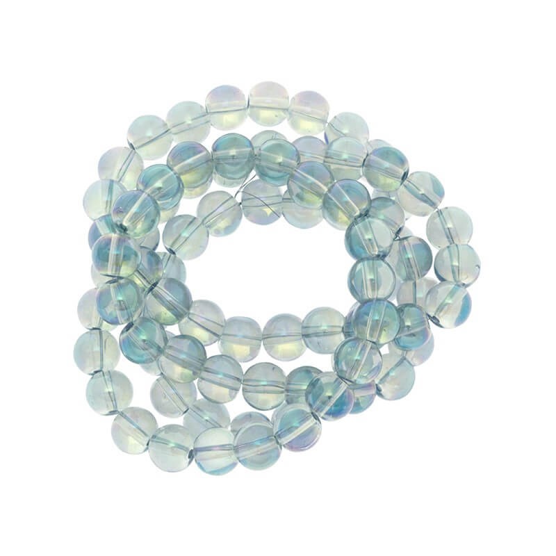 Rainbow beads, 10mm, azure AB, 82pcs. SZRB1004