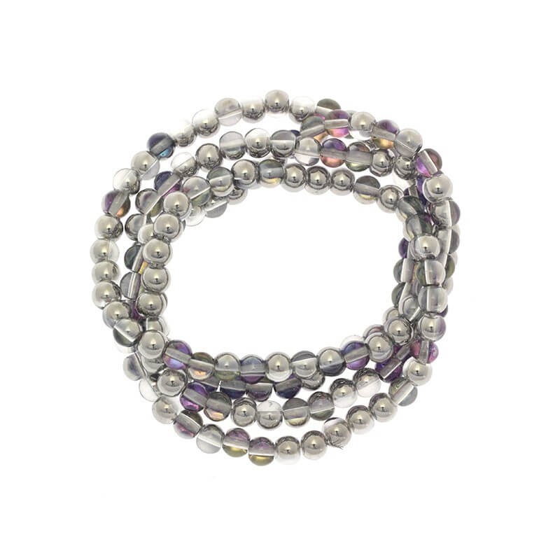 Rainbow beads 6mm platinum lavender AB 144pcs SZRB0607