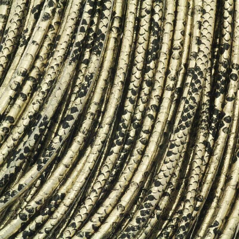 Rzemień Snake czarno - złoty 3mm ze szpuli 1m RZSZA01