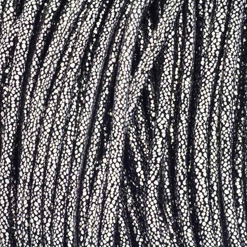 Rzemień Lizard czarno - srebrny 3mm ze szpuli 1m RZSZA08