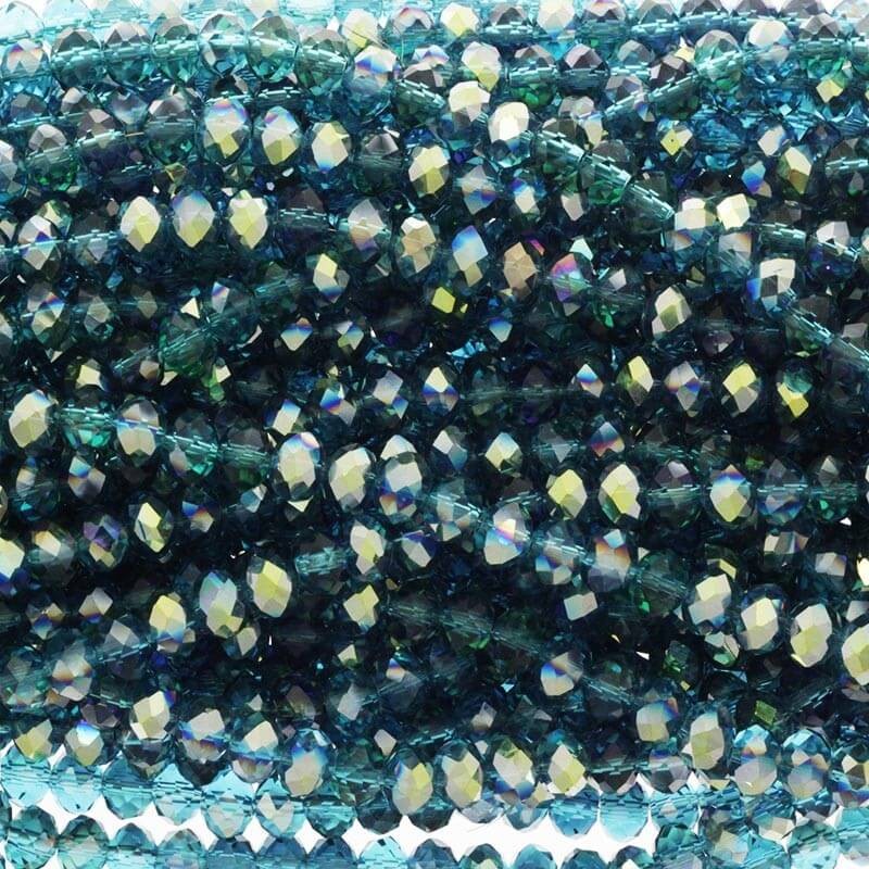 Crystal beads / beads / turquoise with gold / 8x6mm 72pcs SZKROP08042