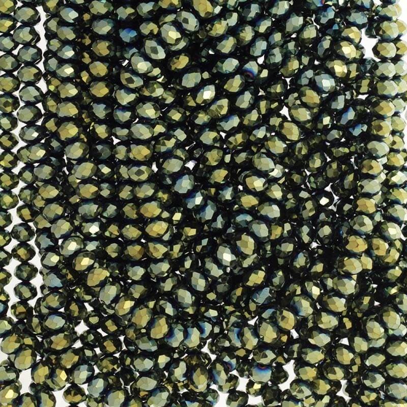 Beads / beads, crystals / golden green / 8x6mm 72pcs SZKROP08052