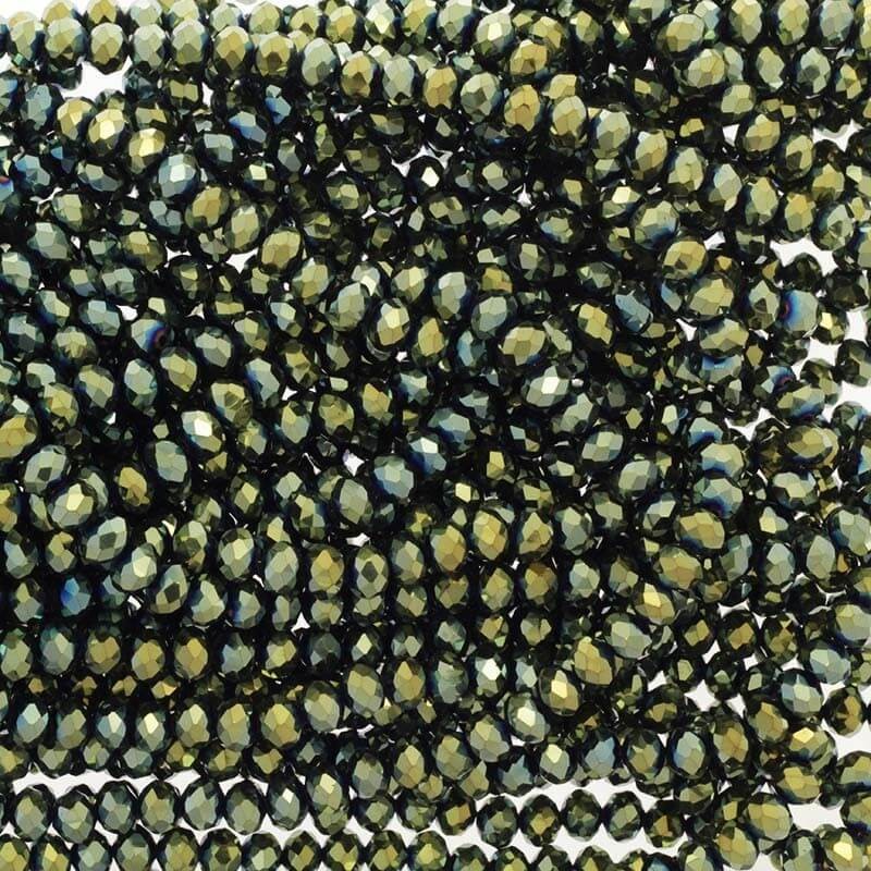 Beads / beads, crystals / golden green / 8x6mm 72pcs SZKROP08052