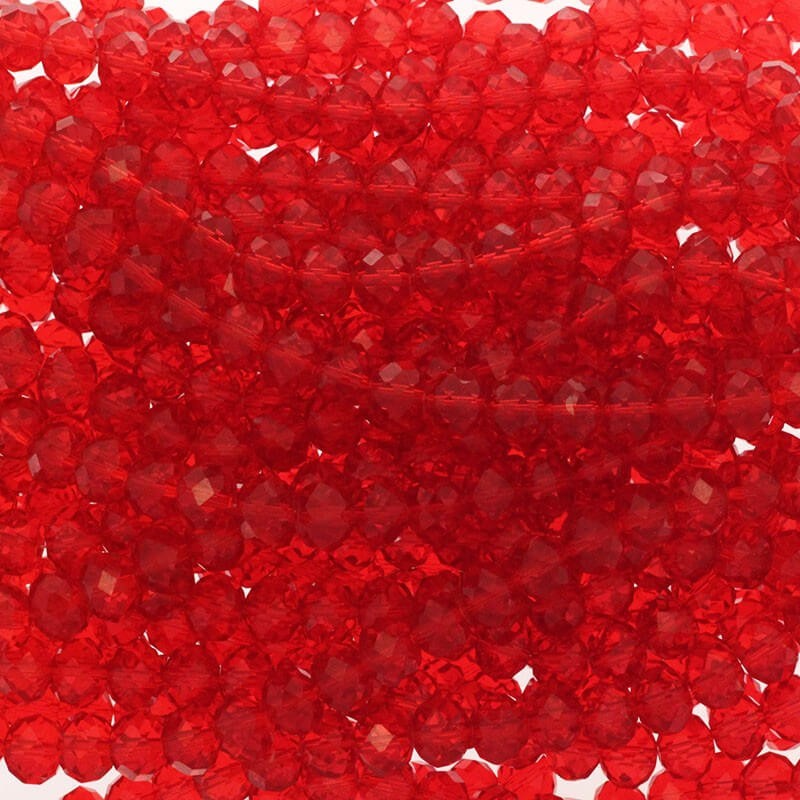 Crystal / red beads / rings 10x8mm 72pcs SZKROP10020