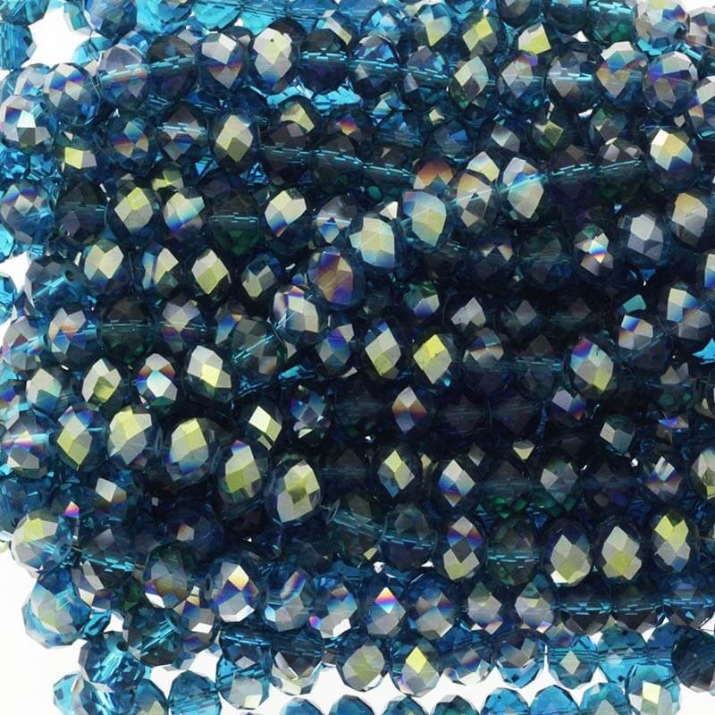 Crystal beads / turquoise with gold / rings 10x8mm 72pcs SZKROP10042