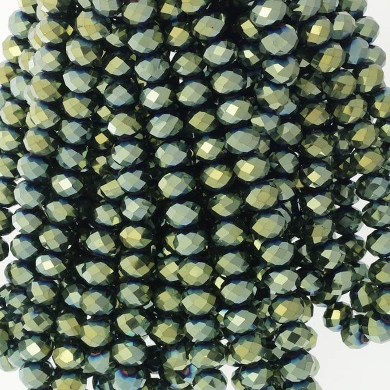 Crystal beads / green gold / rings 10x8mm 72pcs SZKROP10052