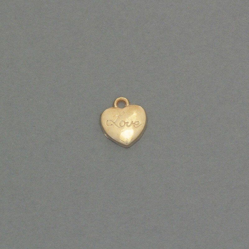 Pendants for heart bracelets with the inscription LOVE gold 10x10x2mm 2pcs AKG339