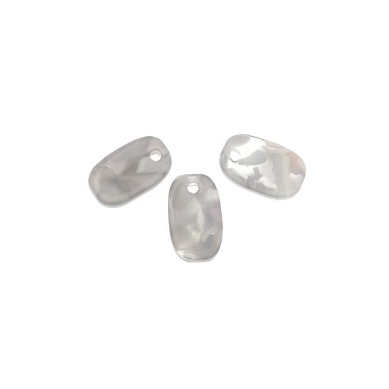 Small oval pendants 12x7.5mm / Art Deco resin / gray melange / 2pcs XZR0124