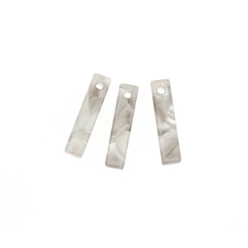Small pendants sticks 19x4.5mm / Art Deco resin / gray melange / 1pc XZR0116