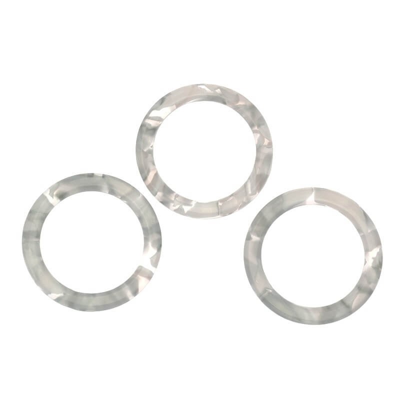 Pendants with circles 29mm / Art Deco resin / gray melange / 1pc XZR0103