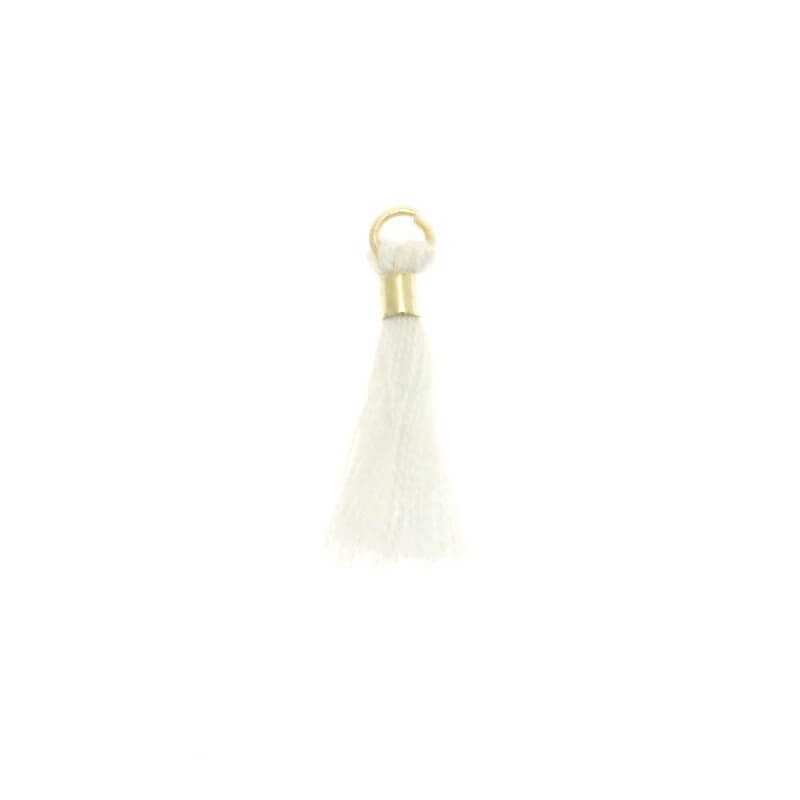 Micro tassels with a circle, white / gold 18x2mm 2 pcs TAMK01