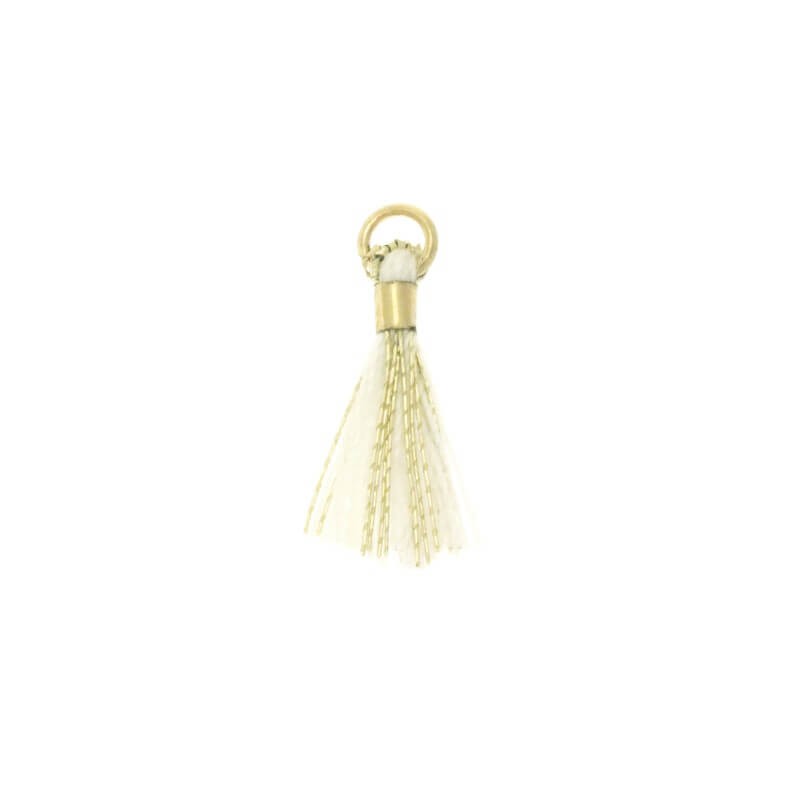 Micro tassels with a circle, cream-colored cotton with a gold thread 18x2mm 2 pcs TAMK03