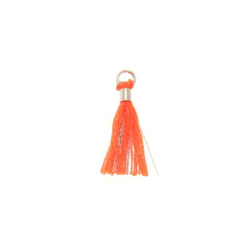 Micro tassels with a circle fluo orange with a silver thread 18x2mm 2 pcs TAMK05