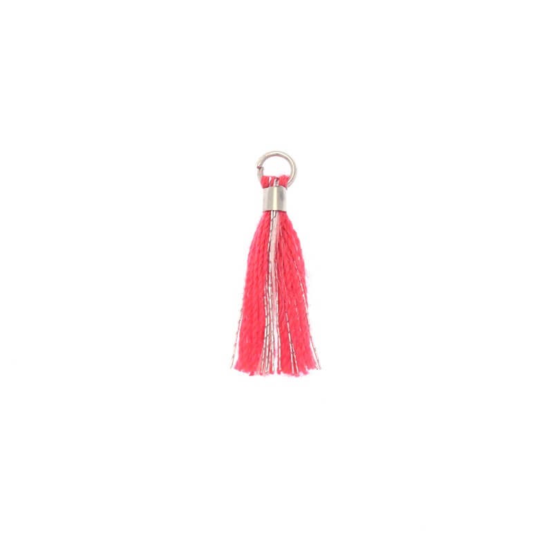 Micro tassels with a circle pink with a silver thread 18x2mm 2 pcs TAMK06