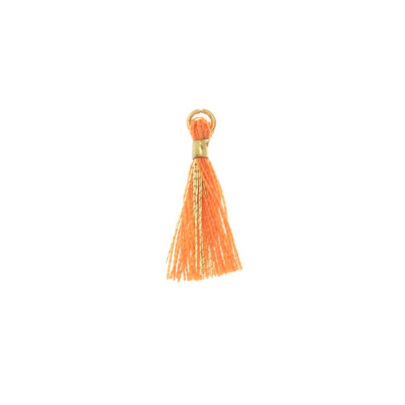 Orange micro tassels with a circle with a gold thread 18x2mm 2 pcs TAMK07