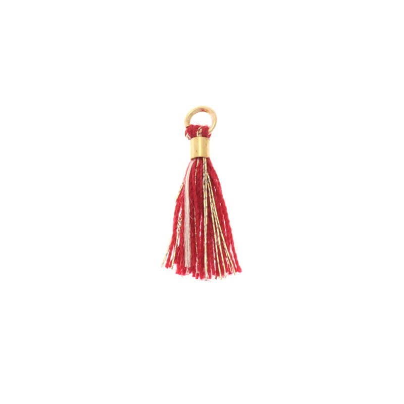 Micro tassels with a circle burgundy with a gold thread 18x2mm 2 pcs TAMK10