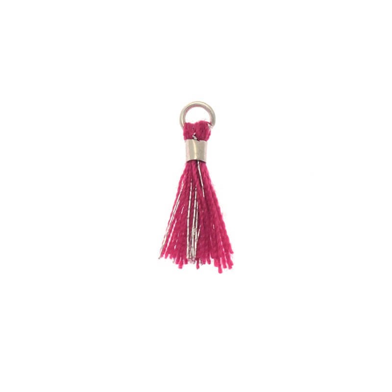 Micro tassels with a circle red with a silver thread 18x2mm 2 pcs TAMK12