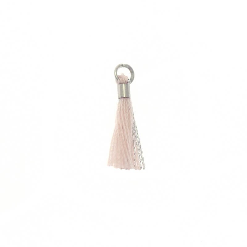 Micro tassels with a circle, light pink with a silver thread 18x2mm 2 pcs TAMK14