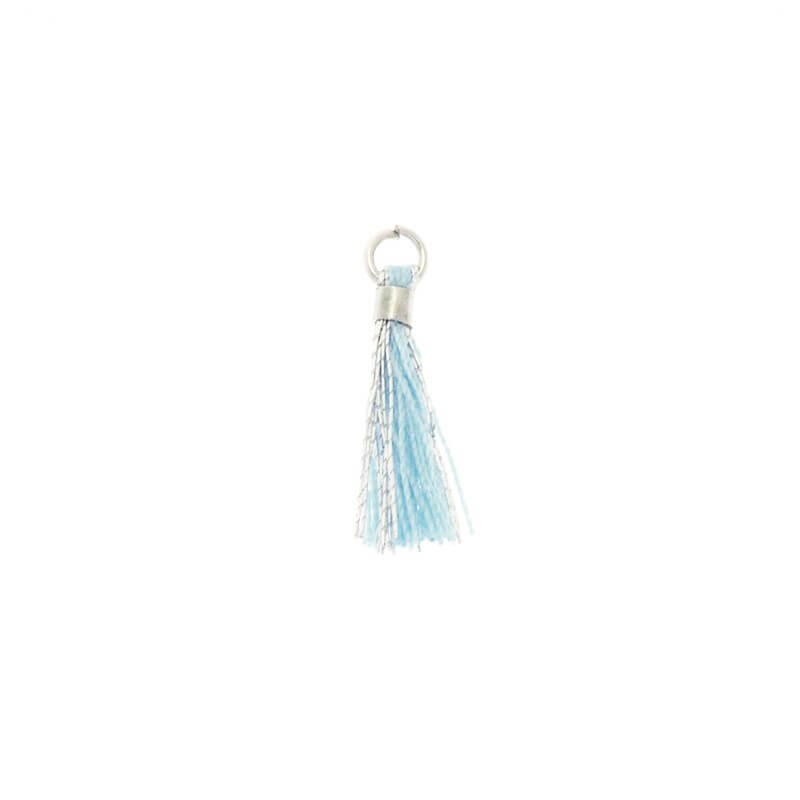 Micro tassels with a circle blue with a silver thread 18x2mm 2 pcs TAMK18