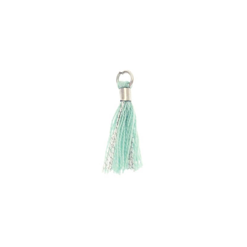 Micro tassels with a circle mint with a silver thread 18x2mm 2 pcs TAMK23