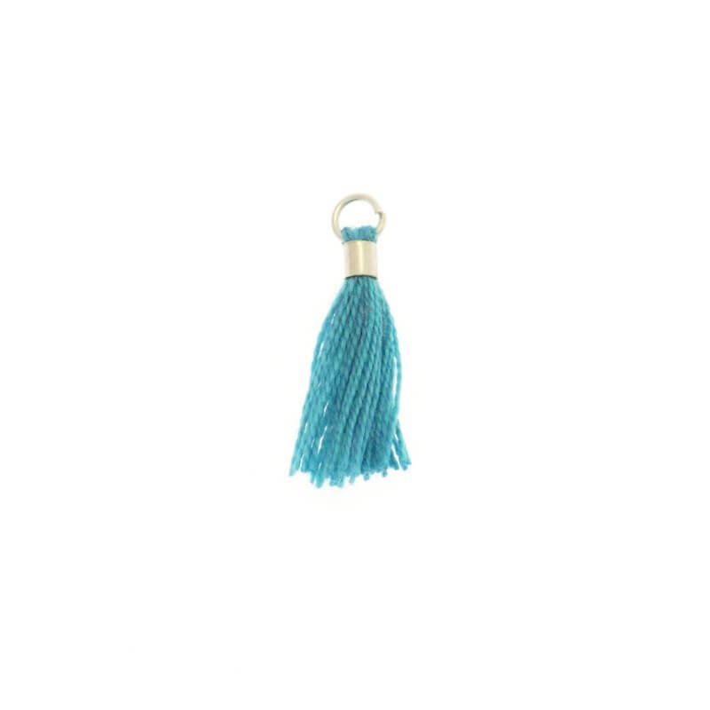 Micro tassels with a circle turquoise / silver 14x2mm 2 pcs TAMK27