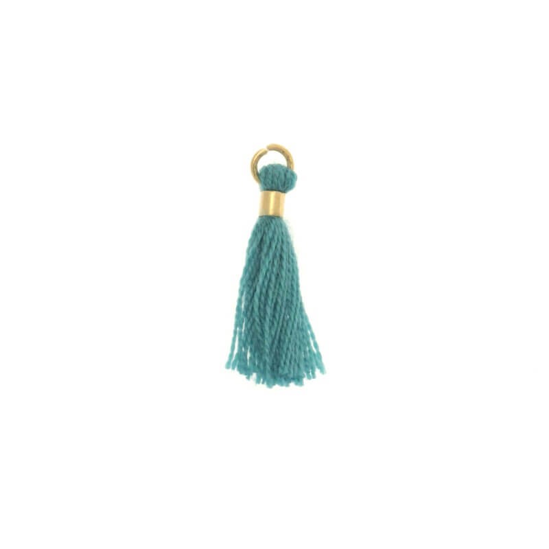 Micro tassels with a circle turquoise / gold 14x2mm 2 pcs TAMK28