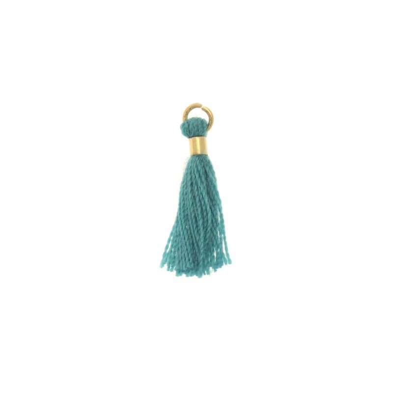 Micro tassels with a circle turquoise / gold 14x2mm 2 pcs TAMK28