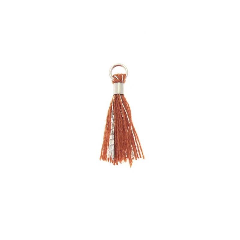 Micro tassels with a circle red with a silver thread 18x2mm 2 pcs TAMK31
