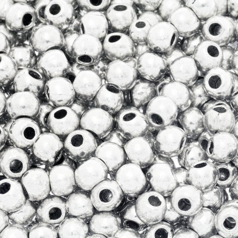 Koraliki gładkie kulki 4mm antyczne srebro 6szt SMPK65